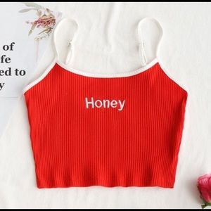 Red honey crop top